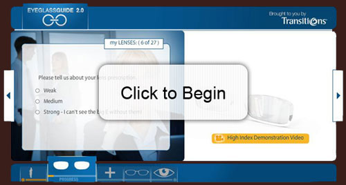 Click to access the Transitions® EyeGlass Guide.